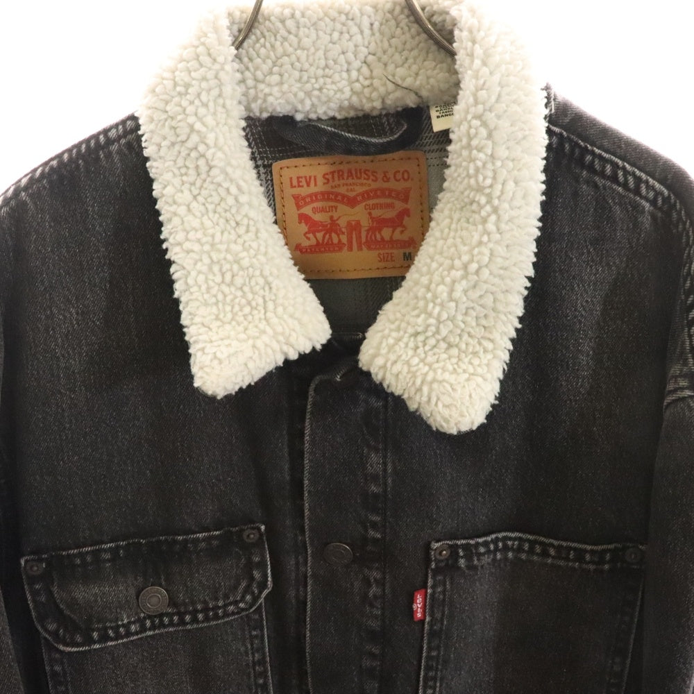 Levi's(リーバイス) 裏地チェック ボア デニムジャケット ブラック PC9