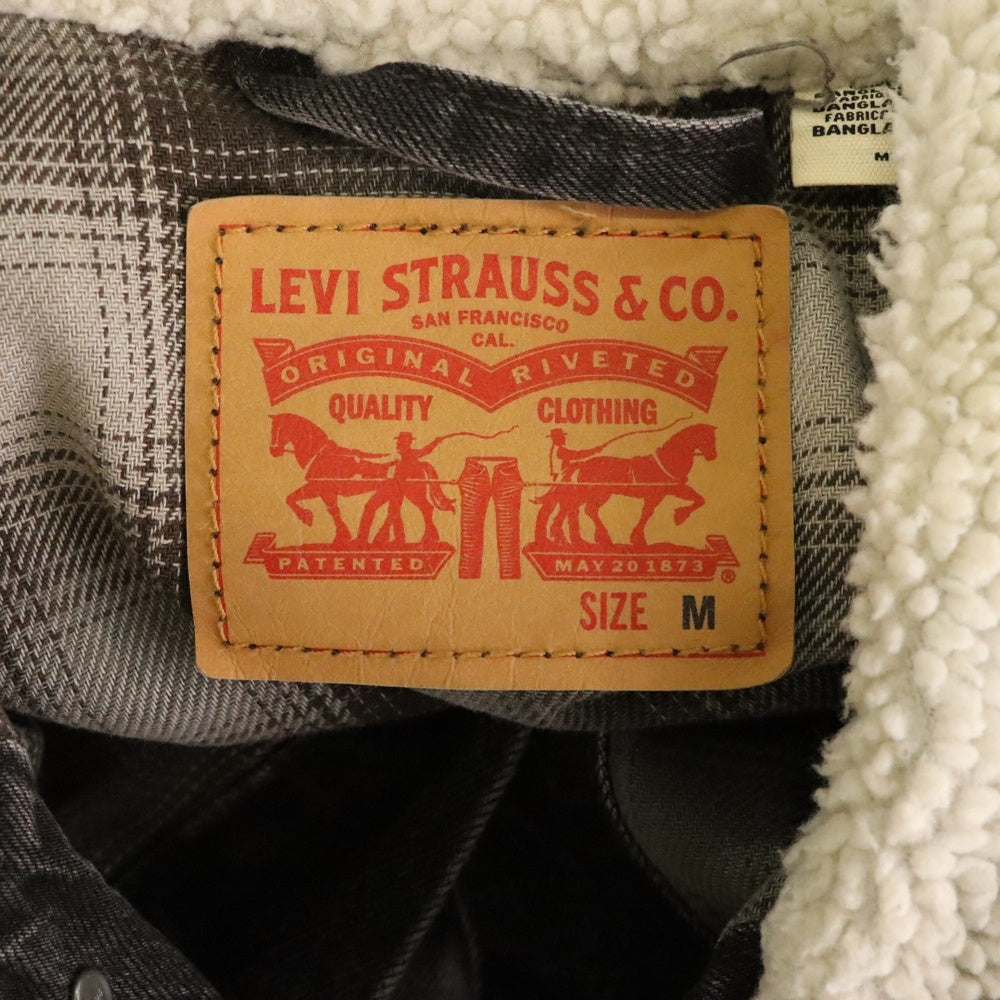 Levi's(リーバイス) 裏地チェック ボア デニムジャケット ブラック PC9