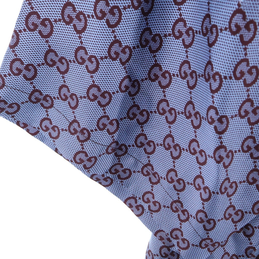 GUCCI(グッチ) Printed silk shirt レギュラーフィット シルク ツイル半袖シャツ パープル 794907 ZASG3
