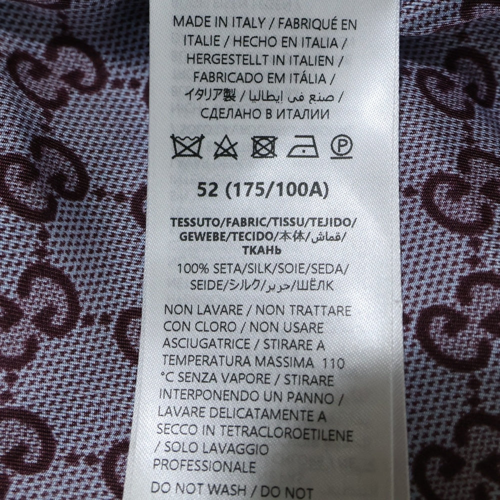 GUCCI(グッチ) Printed silk shirt レギュラーフィット シルク ツイル半袖シャツ パープル 794907 ZASG3