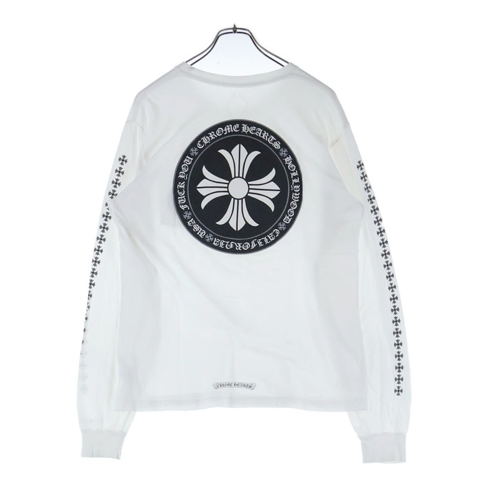 CHROME HEARTS(クロムハーツ) CH PLUS CHプラス 両面プリント クルーネック 長袖Tシャツ ホワイト/ブラック