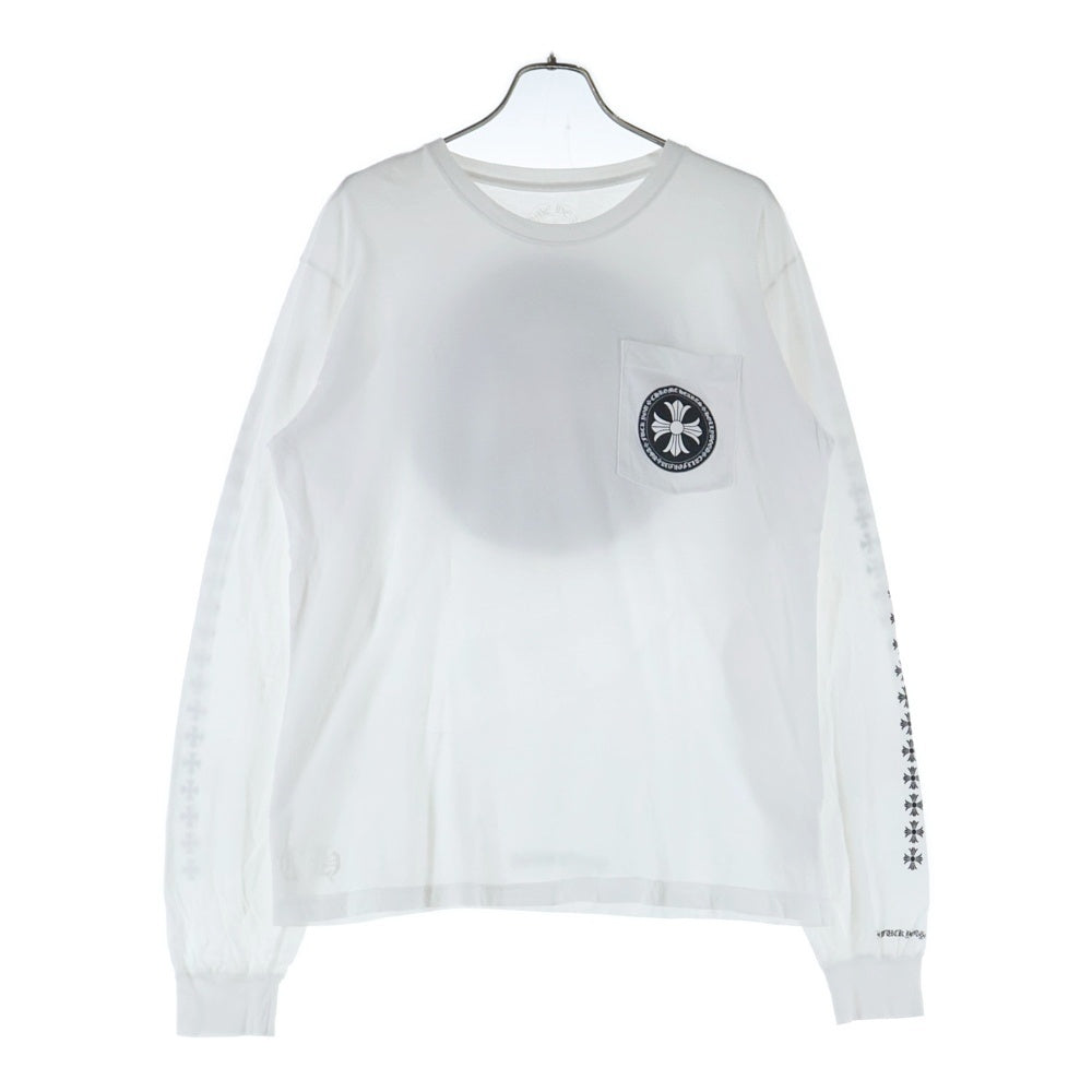 CHROME HEARTS(クロムハーツ) CH PLUS CHプラス 両面プリント クルーネック 長袖Tシャツ ホワイト/ブラック