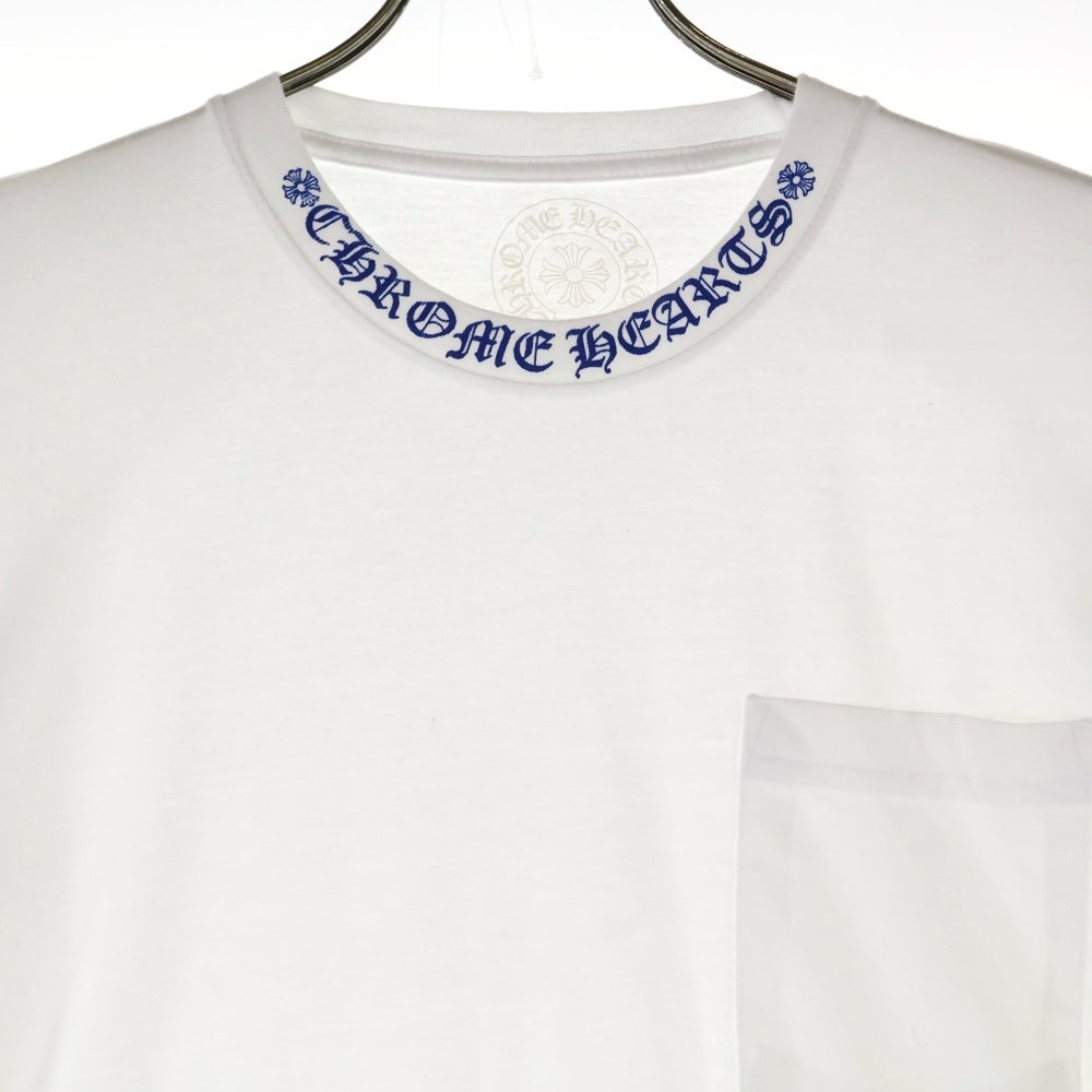 CHROME HEARTS(クロムハーツ) CH T-SHRT 1 ネックロゴプリント クルーネック半袖Tシャツ ホワイト/ネイビー