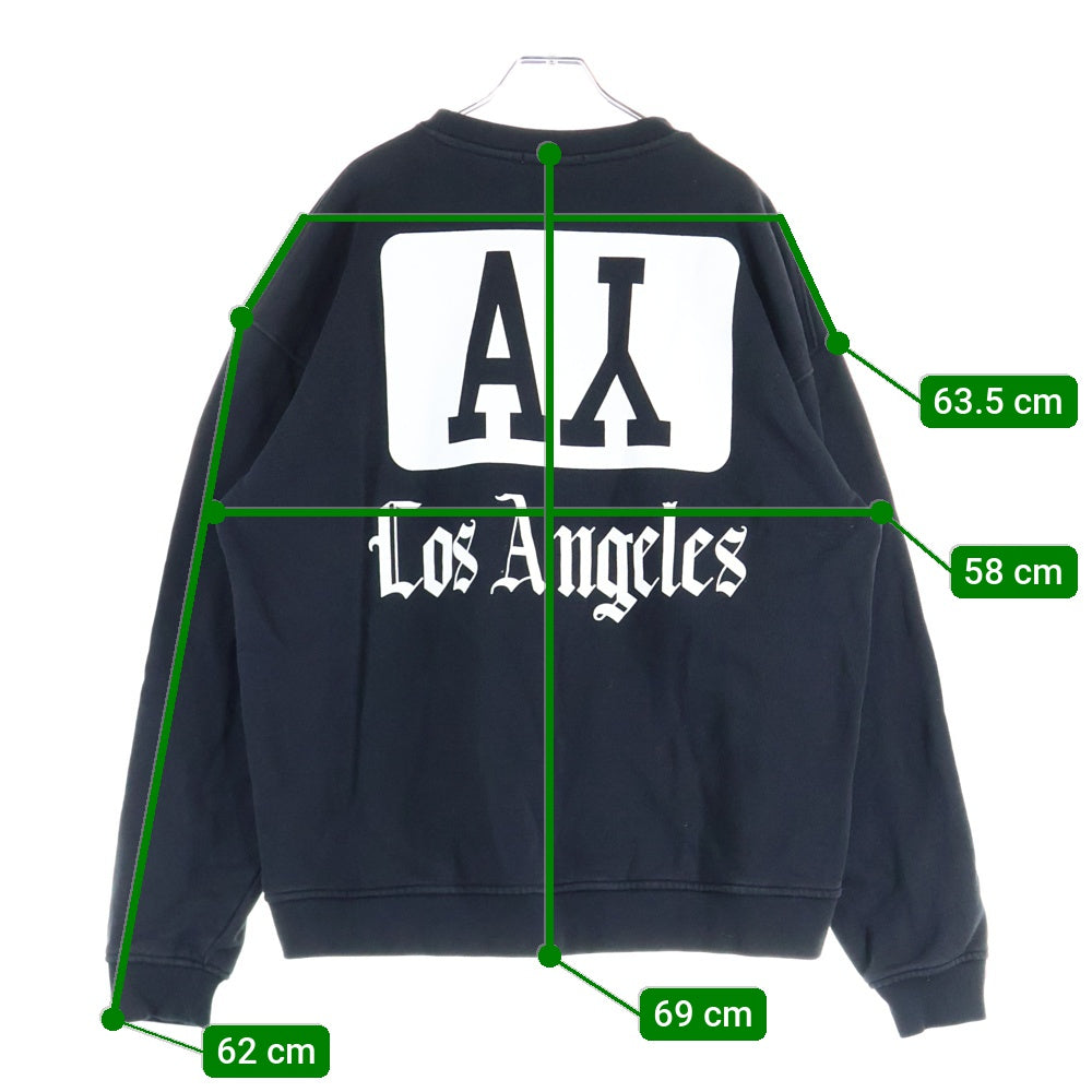 ASKYURSELF(アスクユアセルフ) COLLEGE CREWNECK カレッジロゴ クルーネックスウェットトレーナー ブラック/イエロー