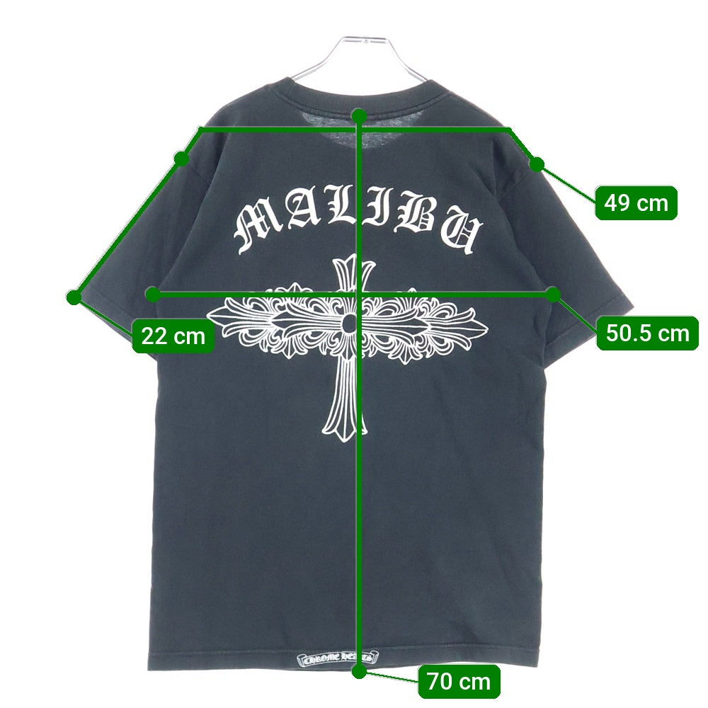 CHROME HEARTS(クロムハーツ) OLD MALIBU マリブ限定 ネックロゴ バックフローラル 半袖Tシャツ カットソー ブラック