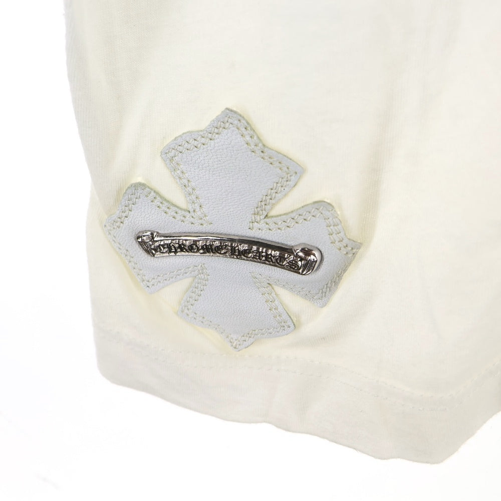 CHROME HEARTS(クロムハーツ) サイドCH レザーパッチ スクロールラベル 半袖Tシャツ カットソー ホワイト