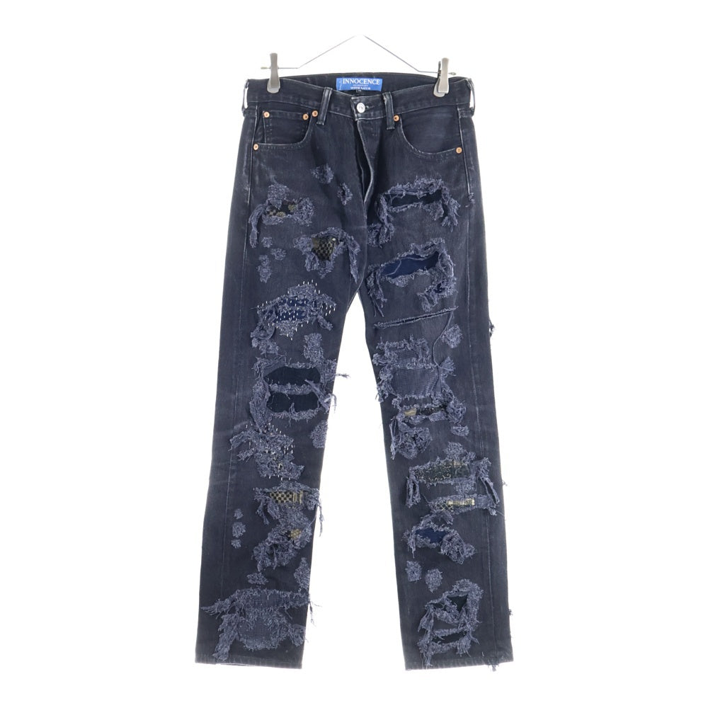 Innocence NYC(イノセンス) DESTROY DENIM PANTS デストロイ ダメージ加工 デニムパンツ インディゴ INSKDM01