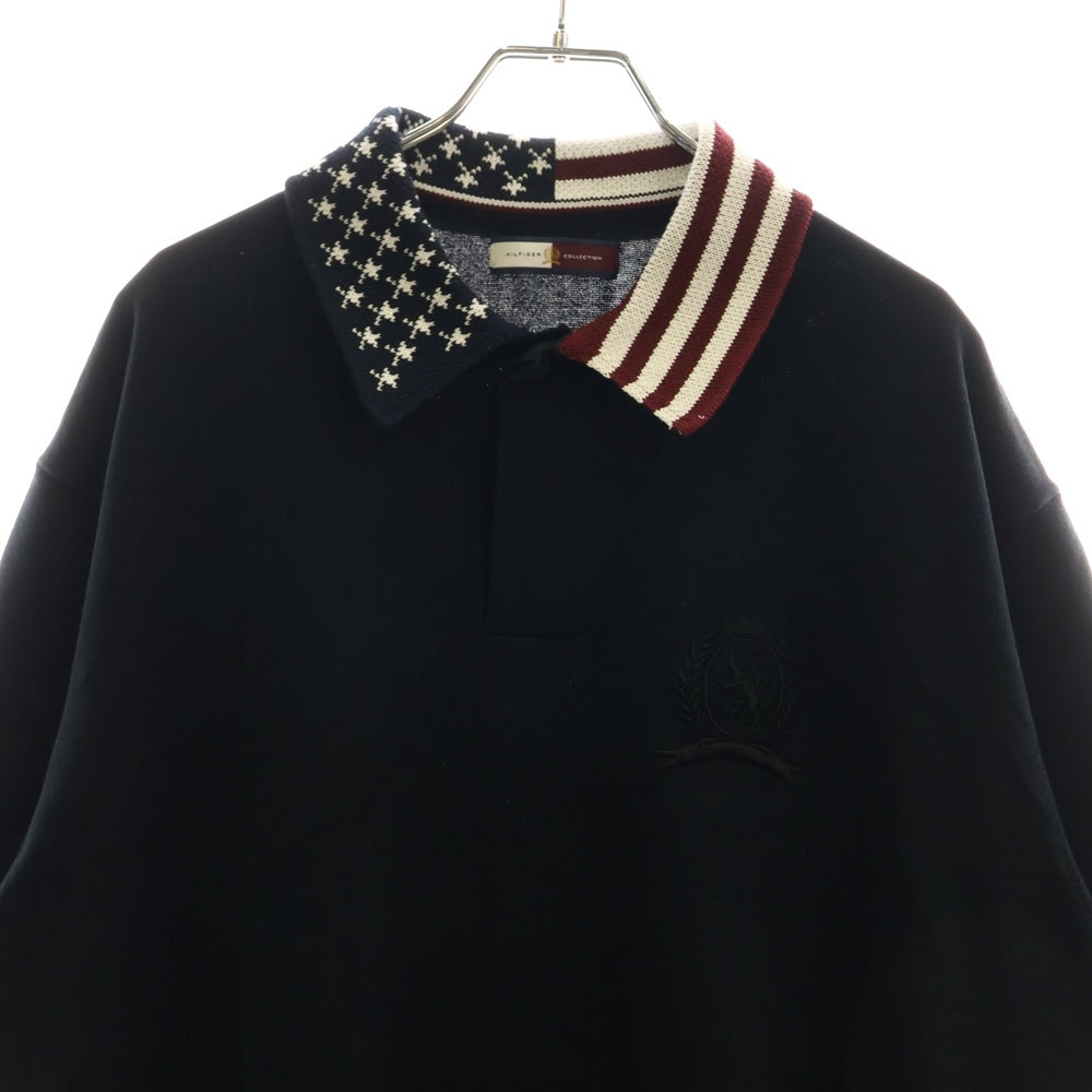 TOMMY HILFIGER(トミーヒルフィガー) HCM KNITTED FLAG COLLAR POLO ニット 半袖ポロシャツ カットソー ブラック