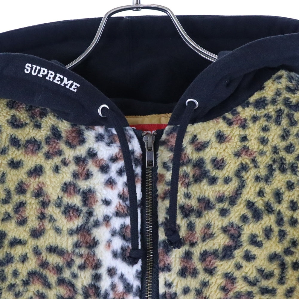 SUPREME(シュプリーム) 23AW Fleece Zip Up Hooded Shirt レオパード フリースジップアップ パーカー ブラウン