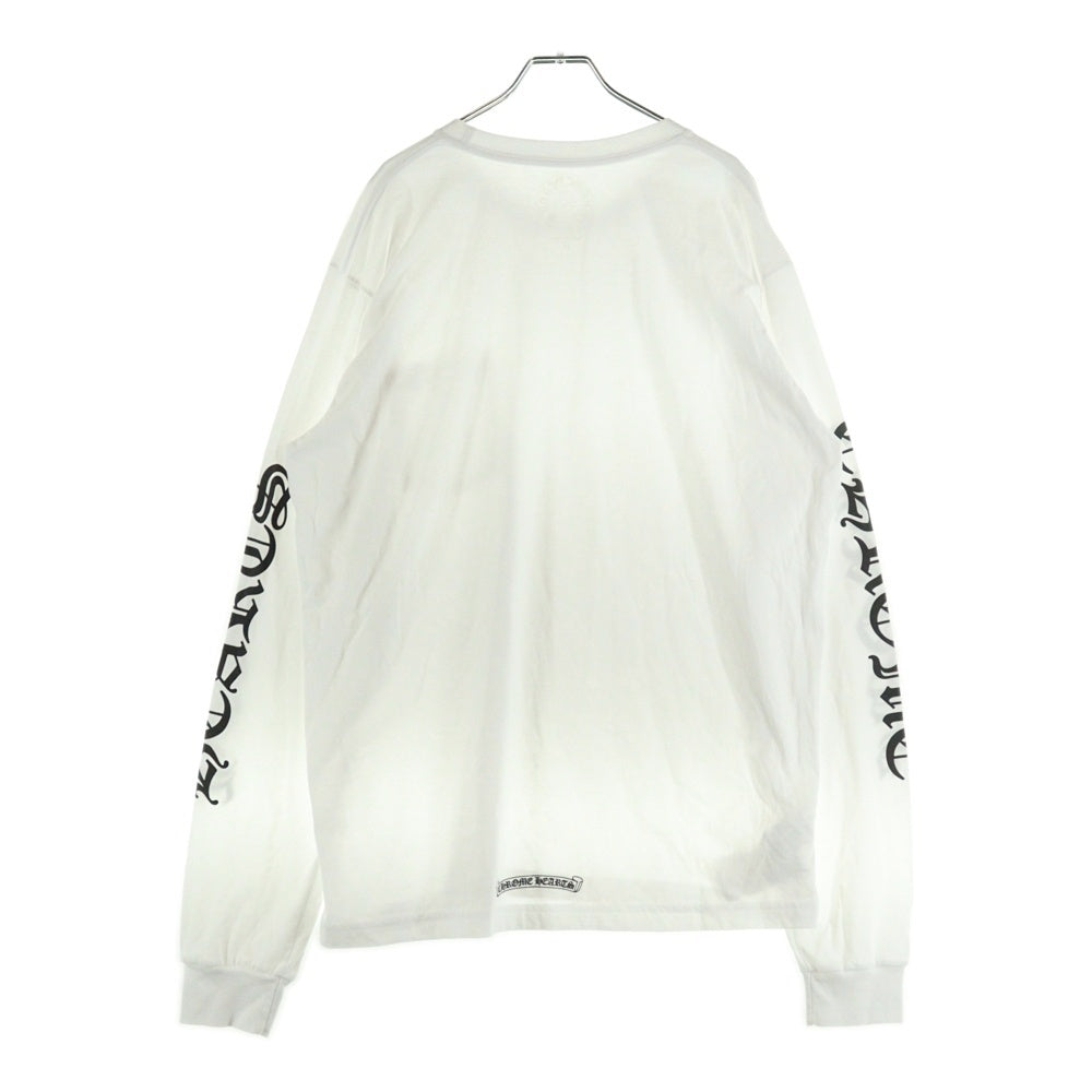 CHROME HEARTS(クロムハーツ) Neck Logo L/S Tee ネックロゴ プリント ロングスリーブ 長袖Tシャツ カットソー ホワイト/ブラック