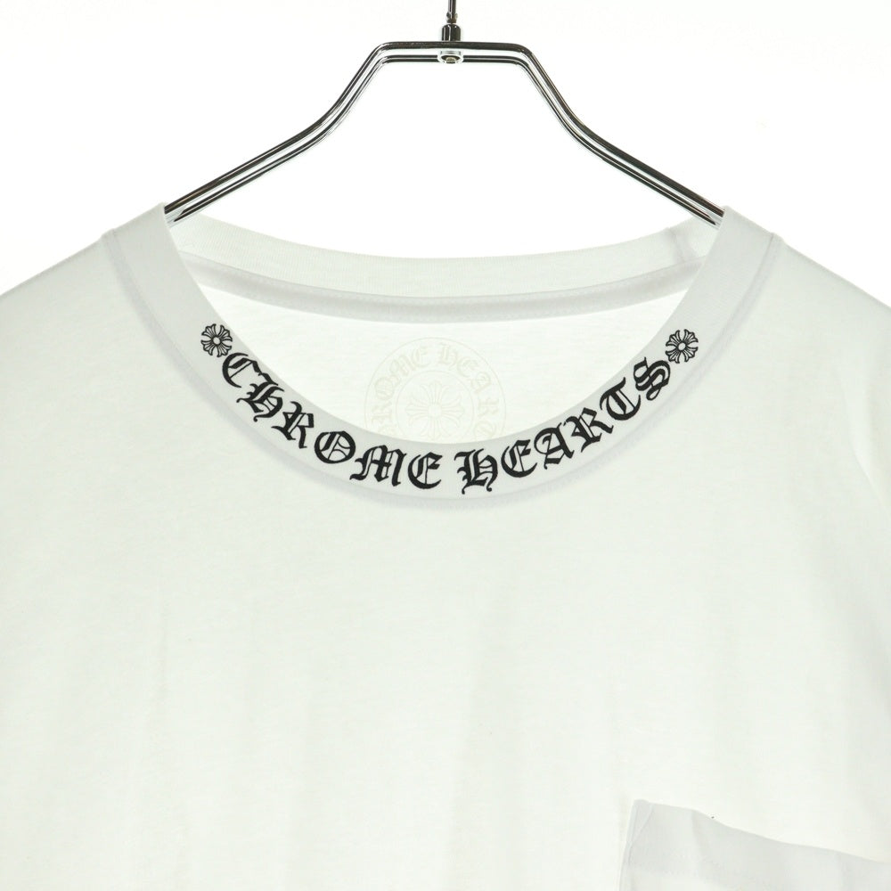 CHROME HEARTS(クロムハーツ) Neck Logo L/S Tee ネックロゴ プリント ロングスリーブ 長袖Tシャツ カットソー ホワイト/ブラック