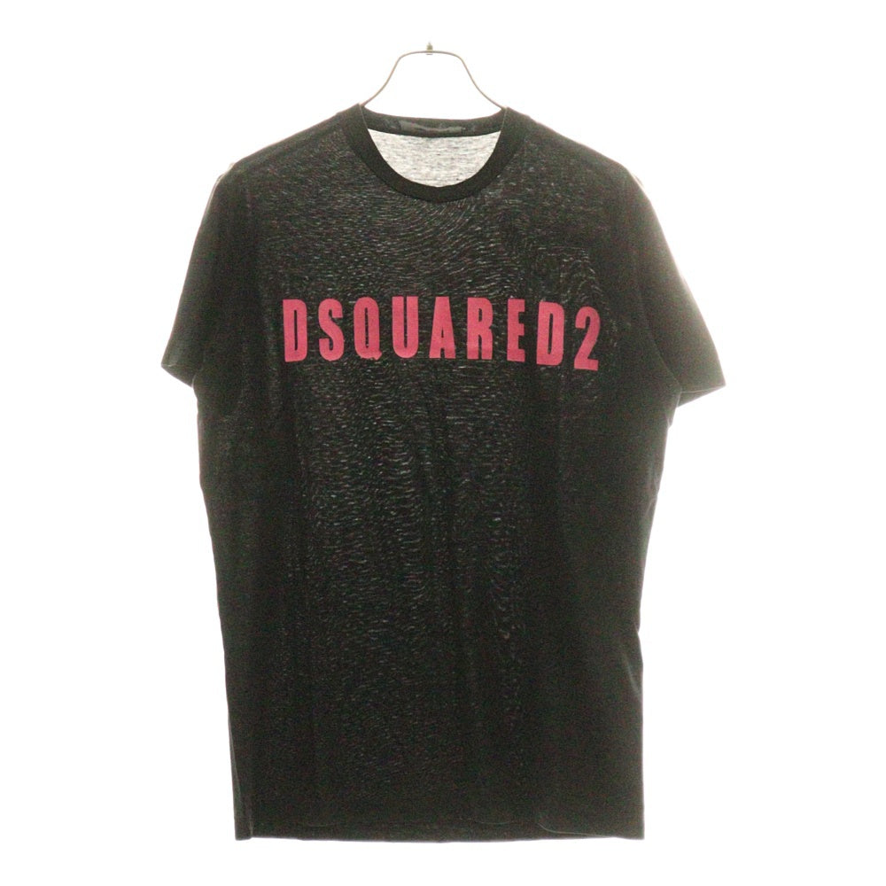 DSQUARED2(ディースクエアード) D2 ロゴプリント 半袖Tシャツ カットソー ブラック/ピンク S74GD0488 S22427