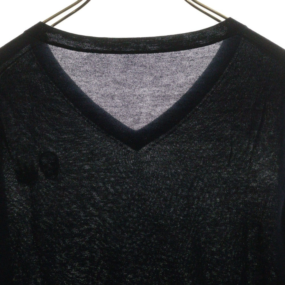 lucien pellat-finet(ルシアンペラフィネ) Skull Camouflage Knit Sweater スカル刺繍 ライトセーター ニット ネイビー
