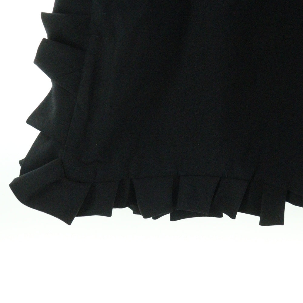 BLACK COMME des GARCONS フリル付き黒パンツ コムデギャルソンCOMME des GARCONS フリルフレーム切替ウールギャバ