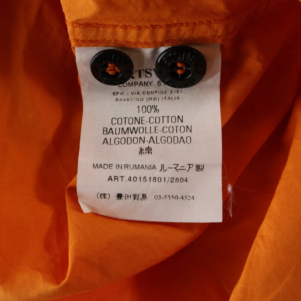STONE ISLAND(ストーンアイランド) 04SS ロゴ刺繍 2ポケット ジップアップ 長袖シャツジャケット オレンジ 40151801
