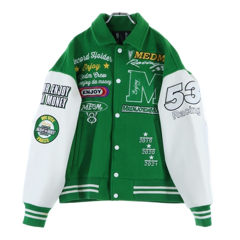 MR.ENJOY DA MONEY(ミスター エンジョイ ダ マネー) ミスターエンジョイダマネー 3TH ANNIVERSARY STADIUM JACKET MEDM00213 3周年記念 スタジアムジャケット スタジャン グリーン/ホワイト