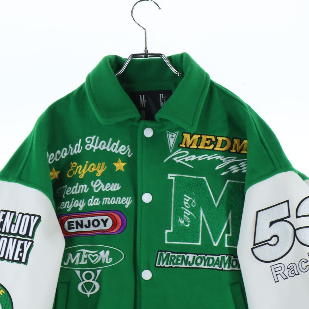 MR.ENJOY DA MONEY(ミスター エンジョイ ダ マネー) ミスターエンジョイダマネー 3TH ANNIVERSARY STADIUM JACKET MEDM00213 3周年記念 スタジアムジャケット スタジャン グリーン/ホワイト