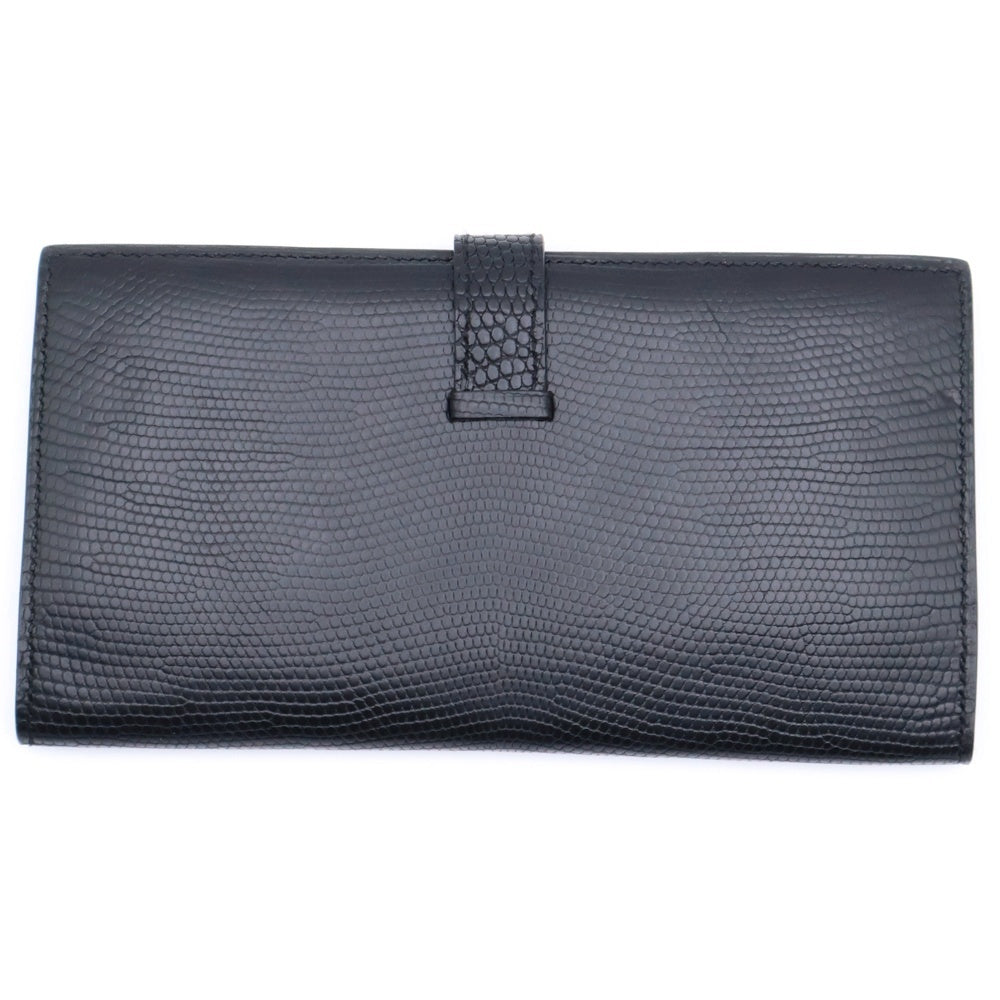 HERMES(エルメス) ベアンスフレ リザード □G刻印 ゴールド金具 長財布 ブラック
