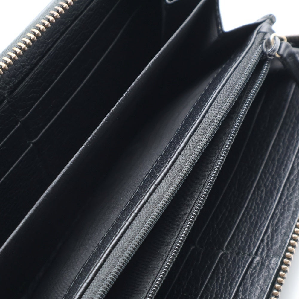 GUCCI(グッチ) ロゴプリント ジップアラウンドウォレット 長財布 レザー ブラック 496317