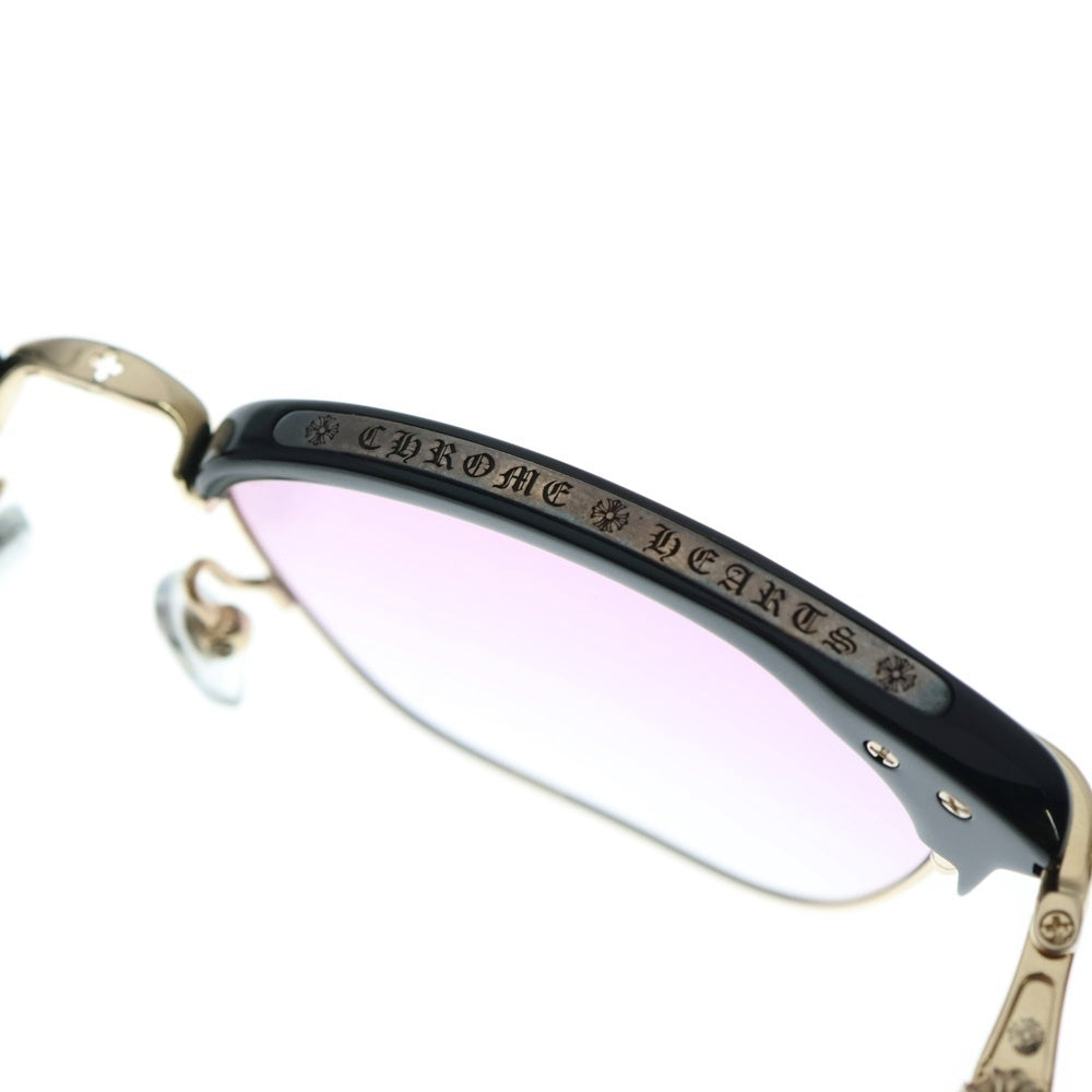 CHROME HEARTS(クロムハーツ) SLUNTRADICTION ウェリントンサングラス 眼鏡 アイウェア ブラック/ゴールド度有り