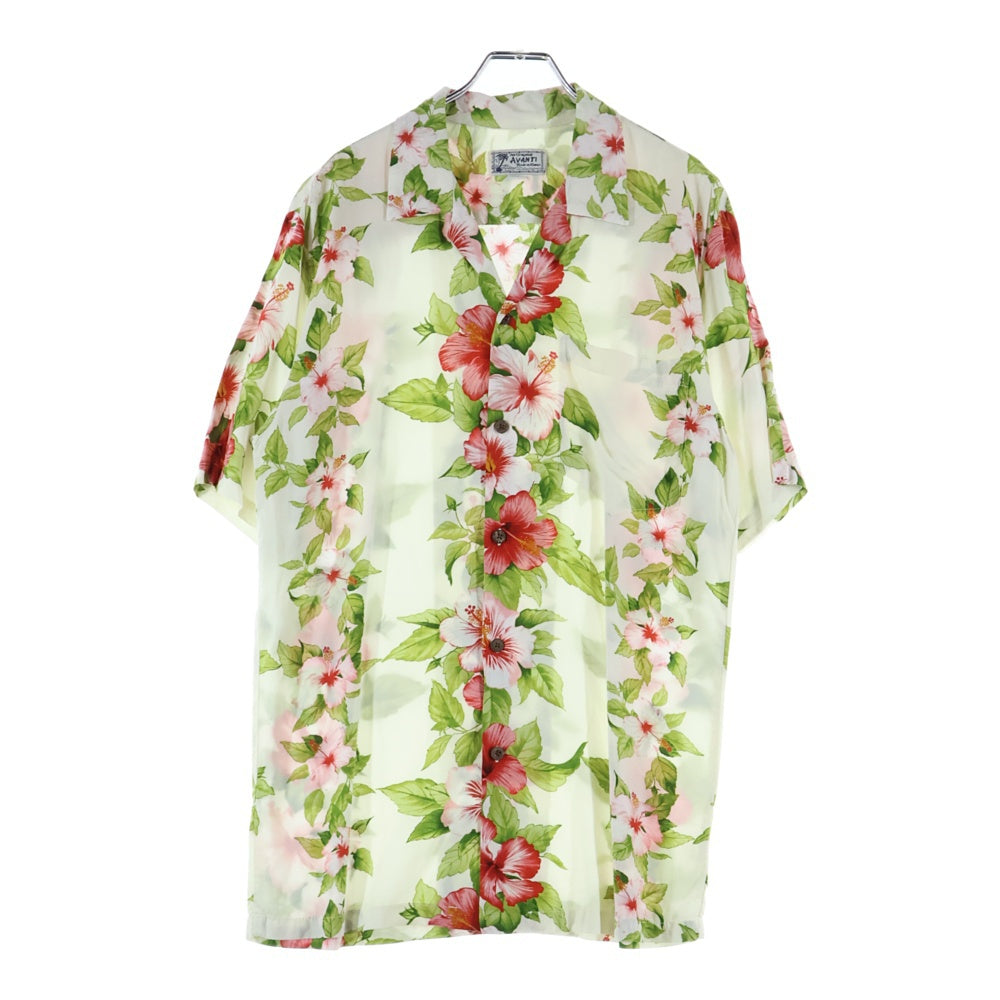 VINTAGE(ヴィンテージ) MADE in HAWAII ハワイ レーヨン アロハ半袖シャツ ハイビスカス総柄 マルチカラー