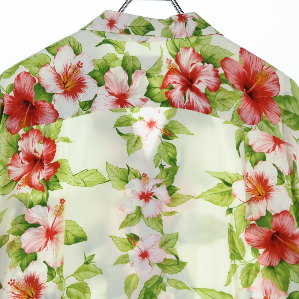 VINTAGE(ヴィンテージ) MADE in HAWAII ハワイ レーヨン アロハ半袖シャツ ハイビスカス総柄 マルチカラー