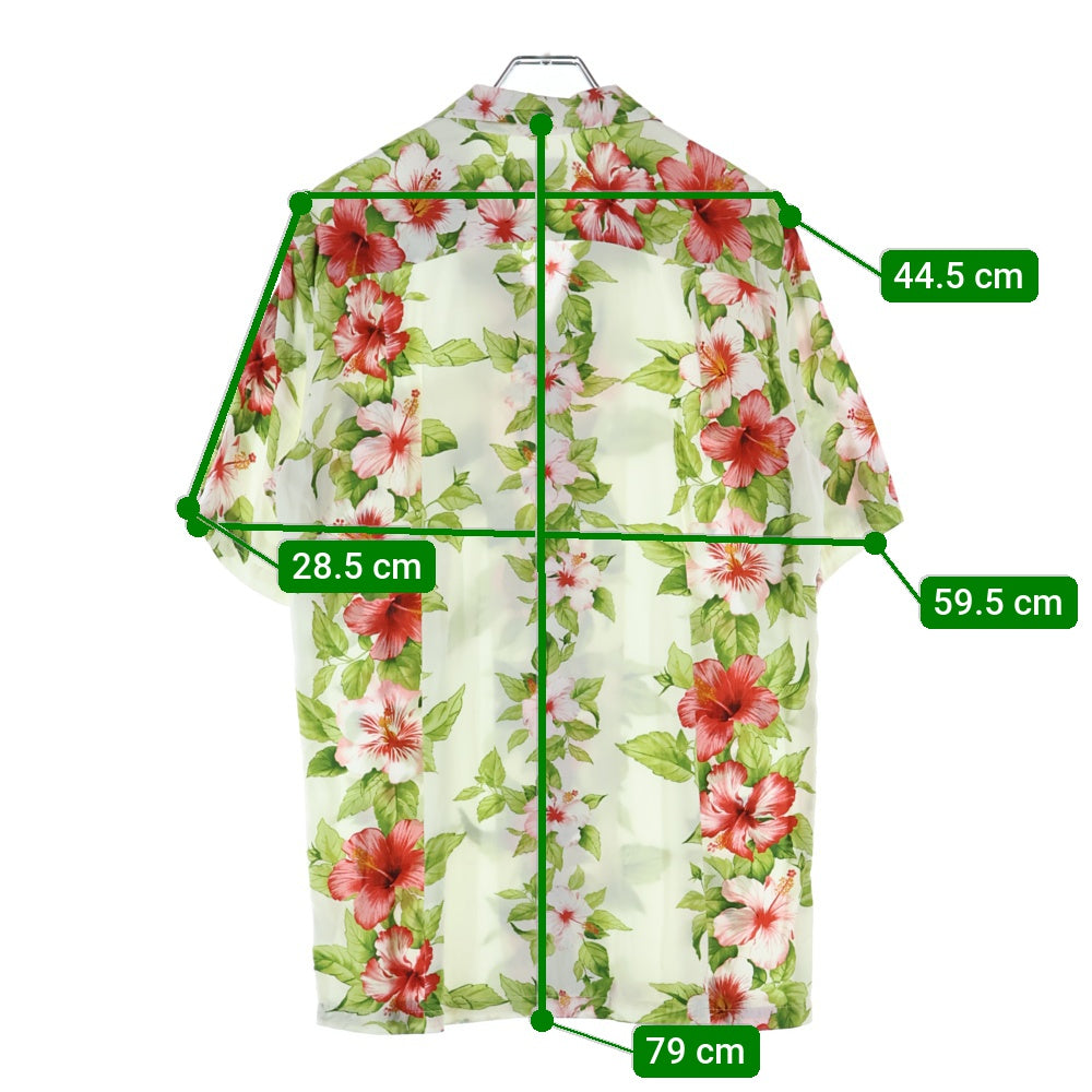 VINTAGE(ヴィンテージ) MADE in HAWAII ハワイ レーヨン アロハ半袖シャツ ハイビスカス総柄 マルチカラー