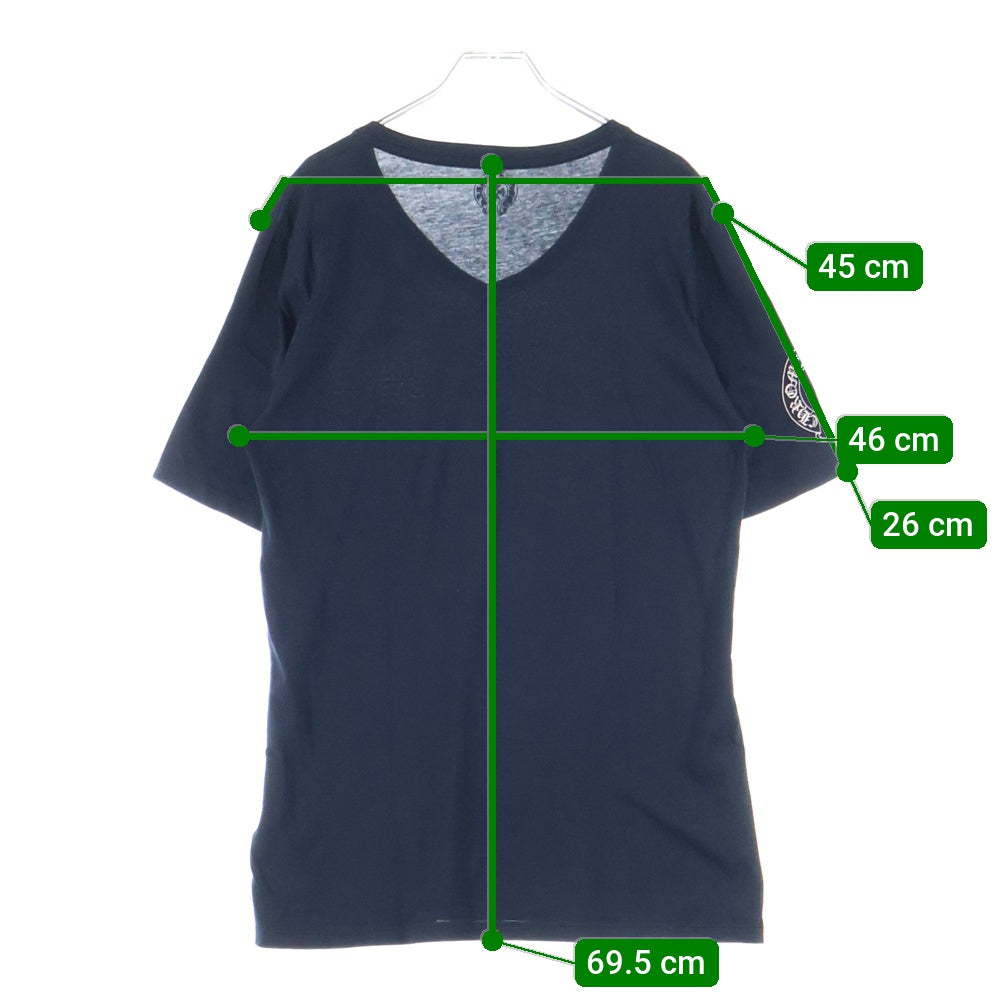 CHROME HEARTS(クロムハーツ) BSフレア プリント Vネック 半袖Tシャツ カットソー ブラック/ホワイト