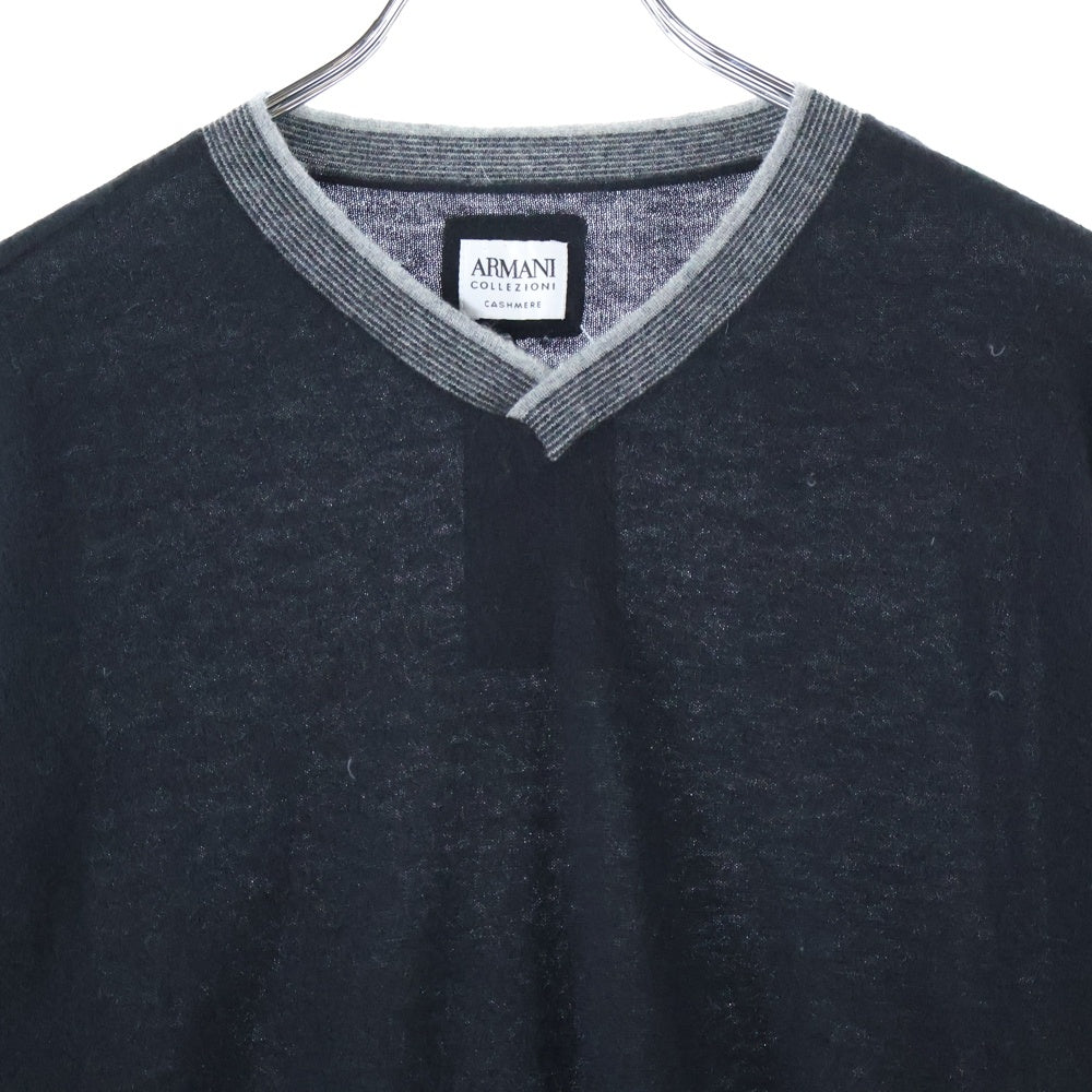 ARMANI COLLEZIONI(アルマーニ コレツィオーニ) カシミヤ Vネック ライトセーター ニットー ブラック HCM28M HC18M
