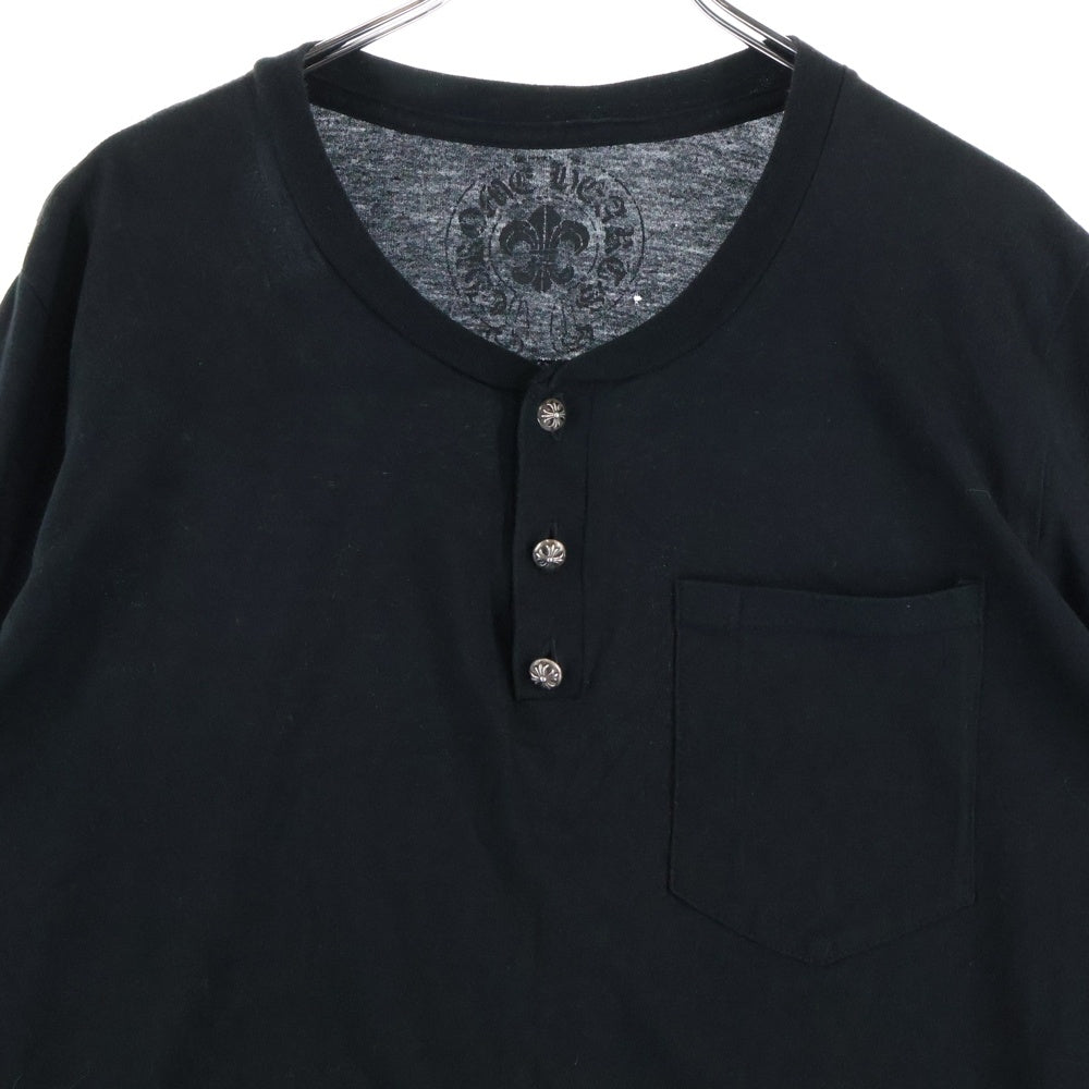 CHROME HEARTS(クロムハーツ) HENRY L/S T-SHIRT CRS PATCH CHプラスボタン ヘンリーネック ロングスリーブ 長袖Tシャツ ブラック