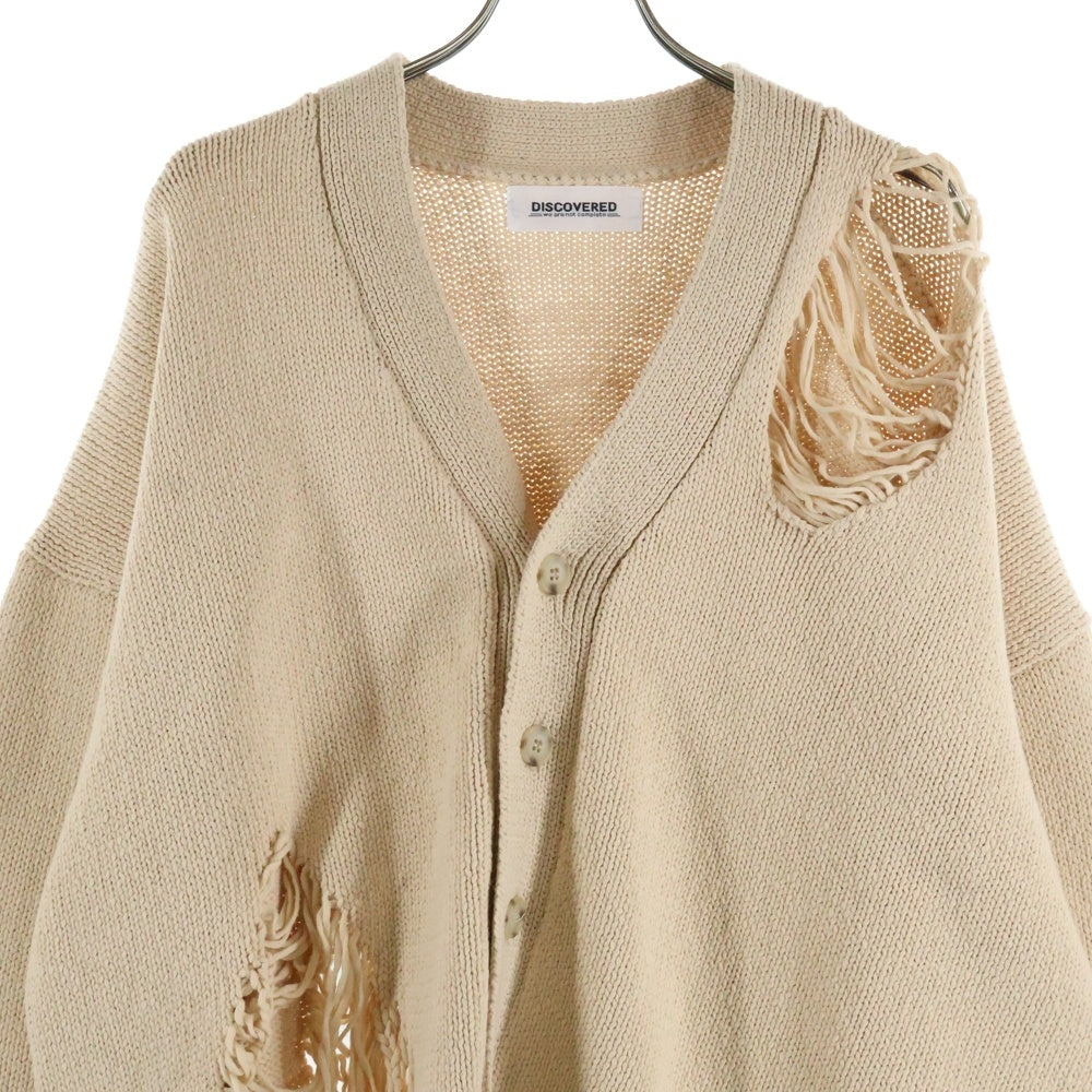 DISCOVERED(ディスカバード) 22SS DAMAGE COTTON KNIT CARDIGAN ダメージコットンニットカーディガン ベージュ DC-SS22-KN-05