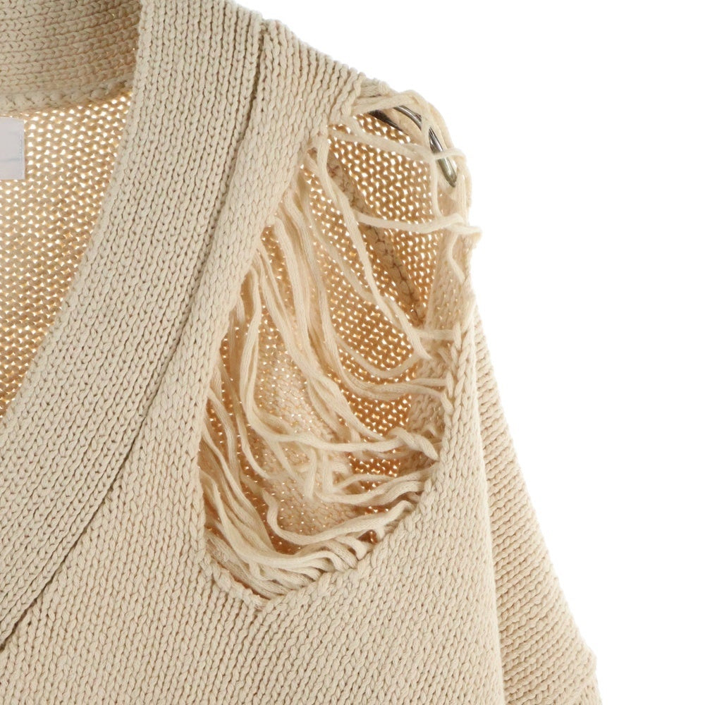 DISCOVERED(ディスカバード) 22SS DAMAGE COTTON KNIT CARDIGAN ダメージコットンニットカーディガン ベージュ DC-SS22-KN-05