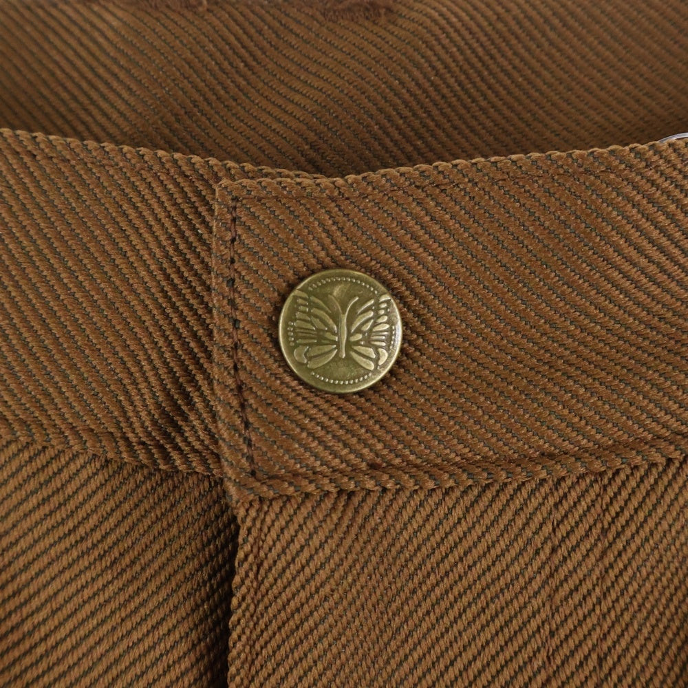 Needles(ニードルス) ロゴ刺繍 ブーツカット コットン フレアパンツ ブラウン 0T188