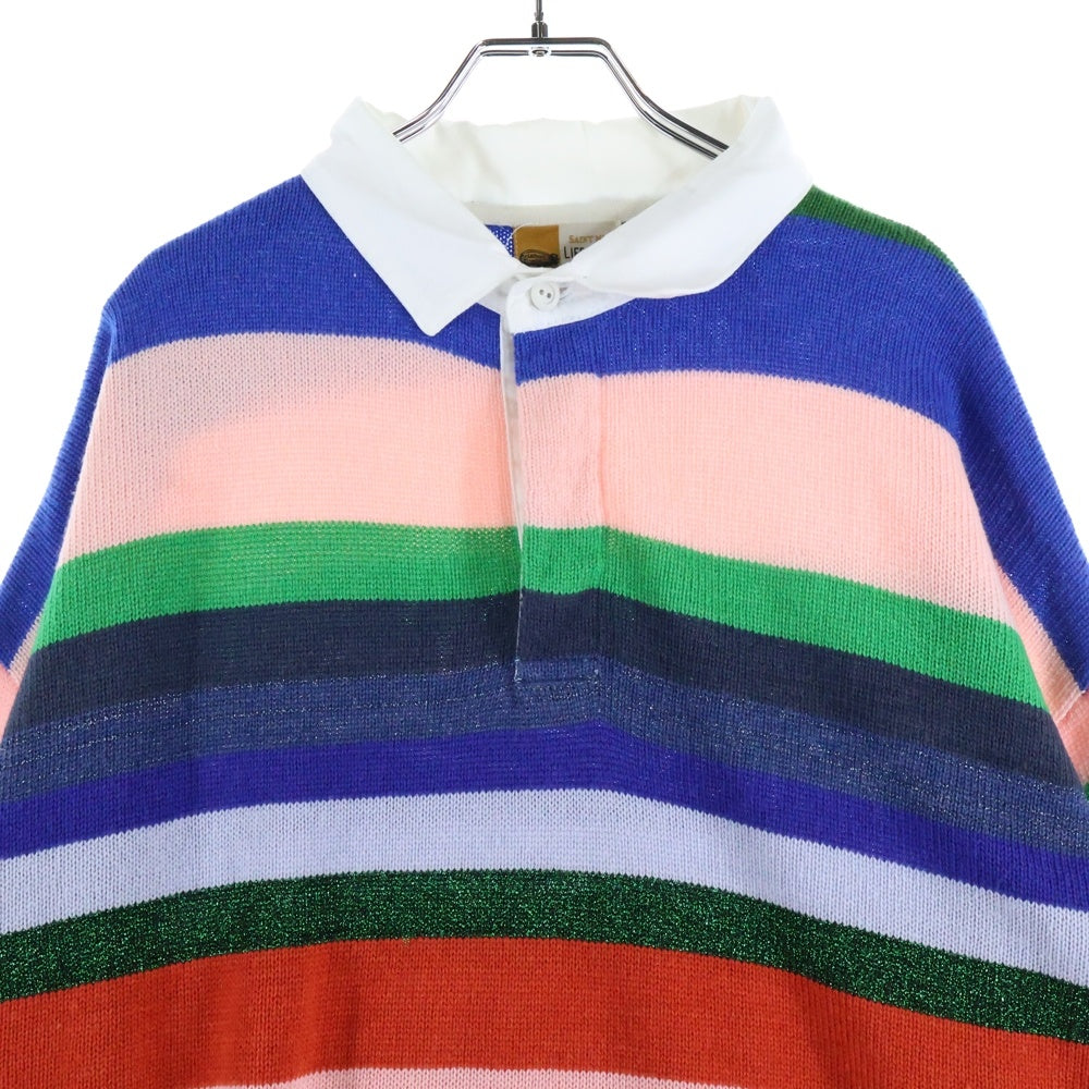 SAINT MICHAEL(セントマイケル) 24SS RGR SHIRT BORDER ボーダー長袖ポロニット マルチカラー SM-YS8-0000-C47