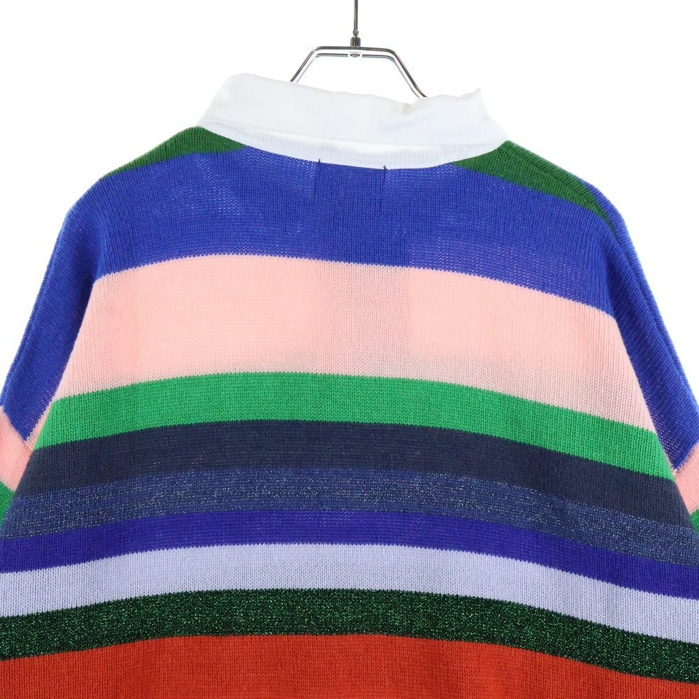 SAINT MICHAEL(セントマイケル) 24SS RGR SHIRT BORDER ボーダー長袖ポロニット マルチカラー SM-YS8-0000-C47