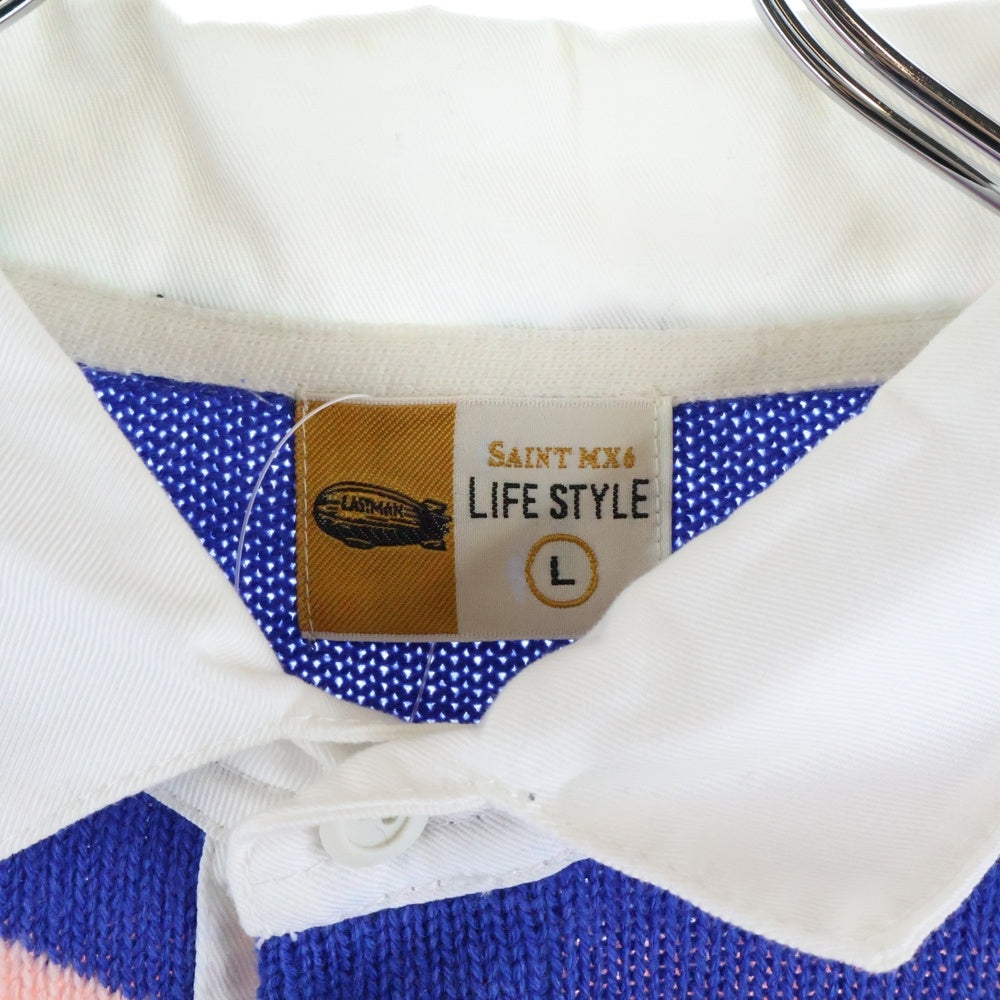SAINT MICHAEL(セントマイケル) 24SS RGR SHIRT BORDER ボーダー長袖ポロニット マルチカラー SM-YS8-0000-C47