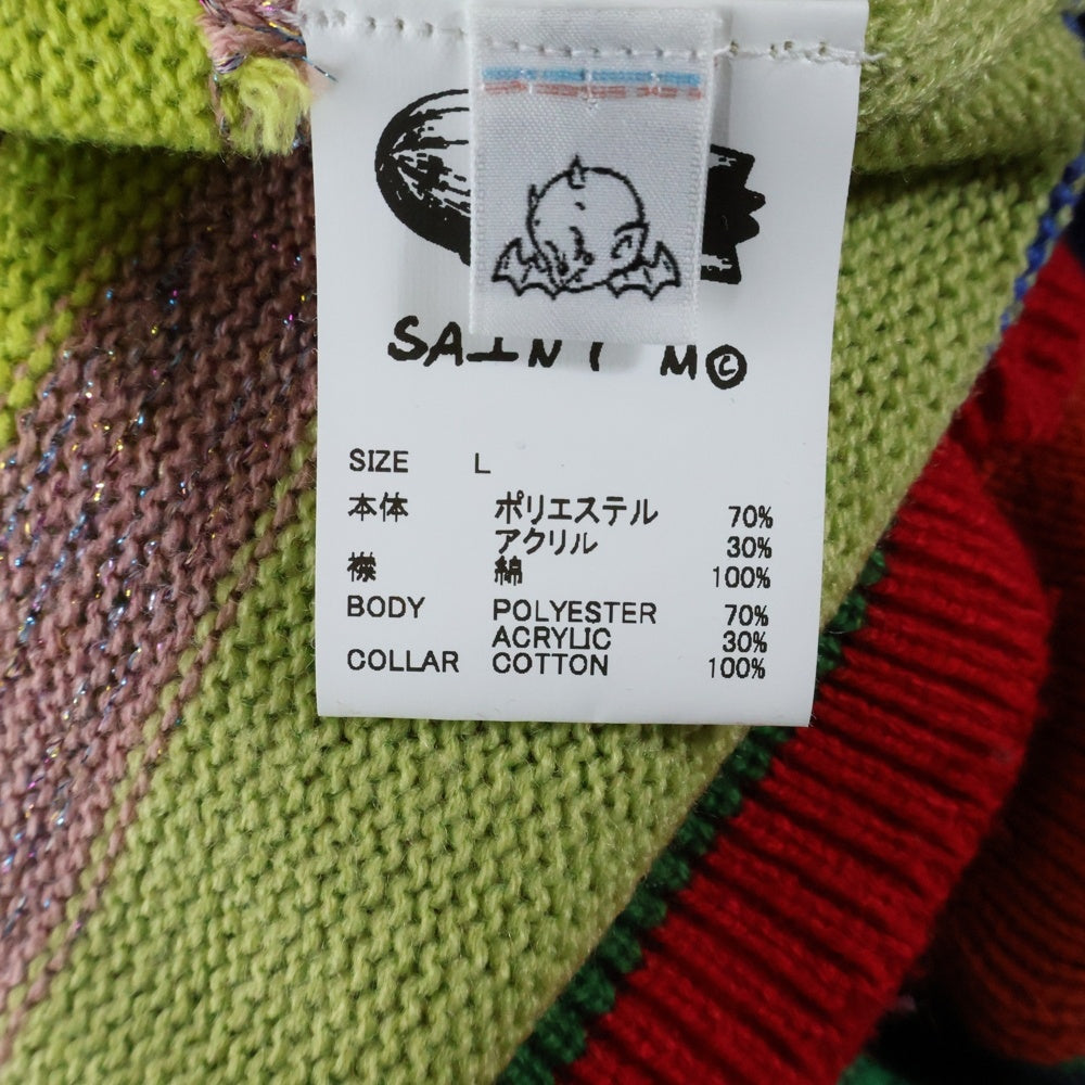 SAINT MICHAEL(セントマイケル) 24SS RGR SHIRT BORDER ボーダー長袖ポロニット マルチカラー SM-YS8-0000-C47