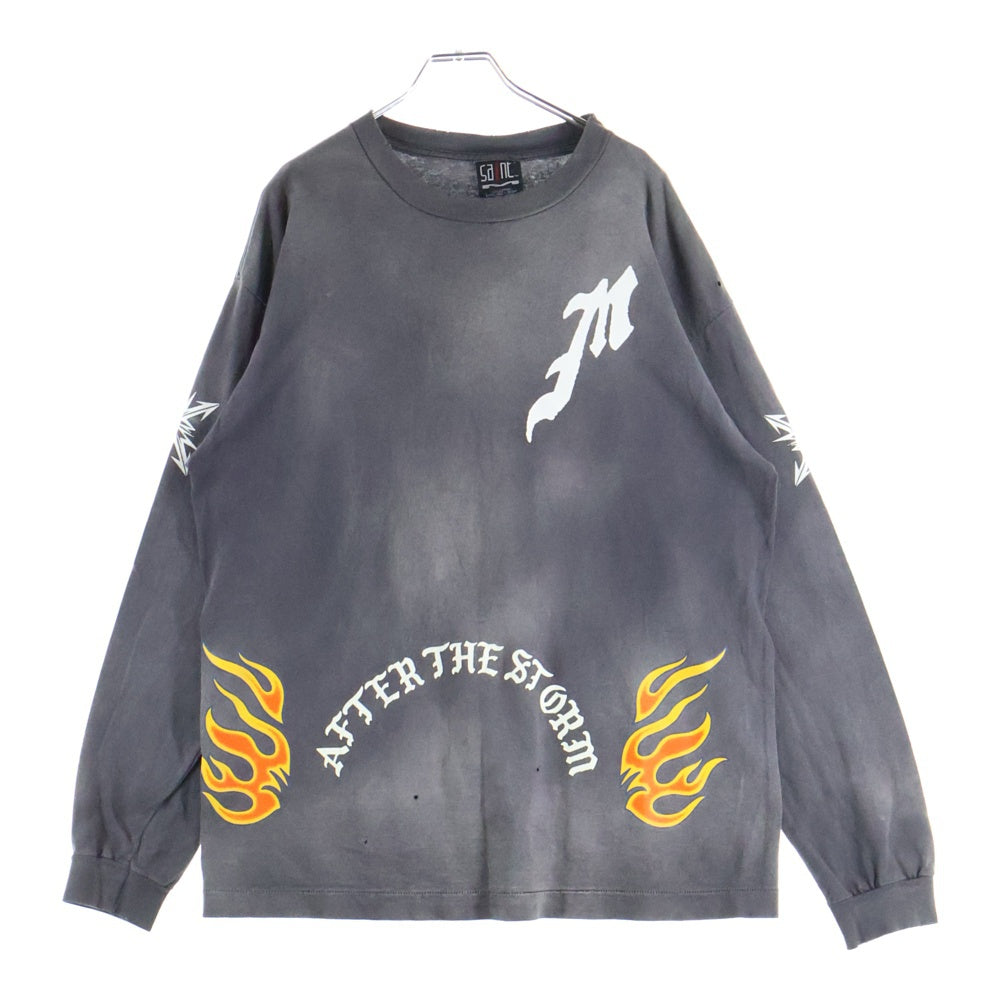 SAINT MICHAEL(セントマイケル) 24SS L/S TEE ヴィンテージ加工 ロングスリーブTシャツ 長袖Tシャツ グレー SM-YS8-0000-015