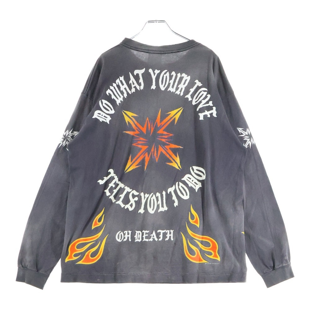 SAINT MICHAEL(セントマイケル) 24SS L/S TEE ヴィンテージ加工 ロングスリーブTシャツ 長袖Tシャツ グレー SM-YS8-0000-015