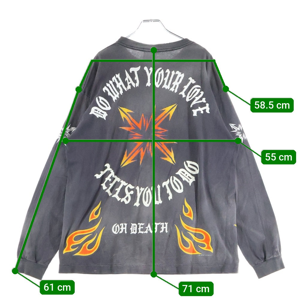 SAINT MICHAEL(セントマイケル) 24SS L/S TEE ヴィンテージ加工 ロングスリーブTシャツ 長袖Tシャツ グレー SM-YS8-0000-015