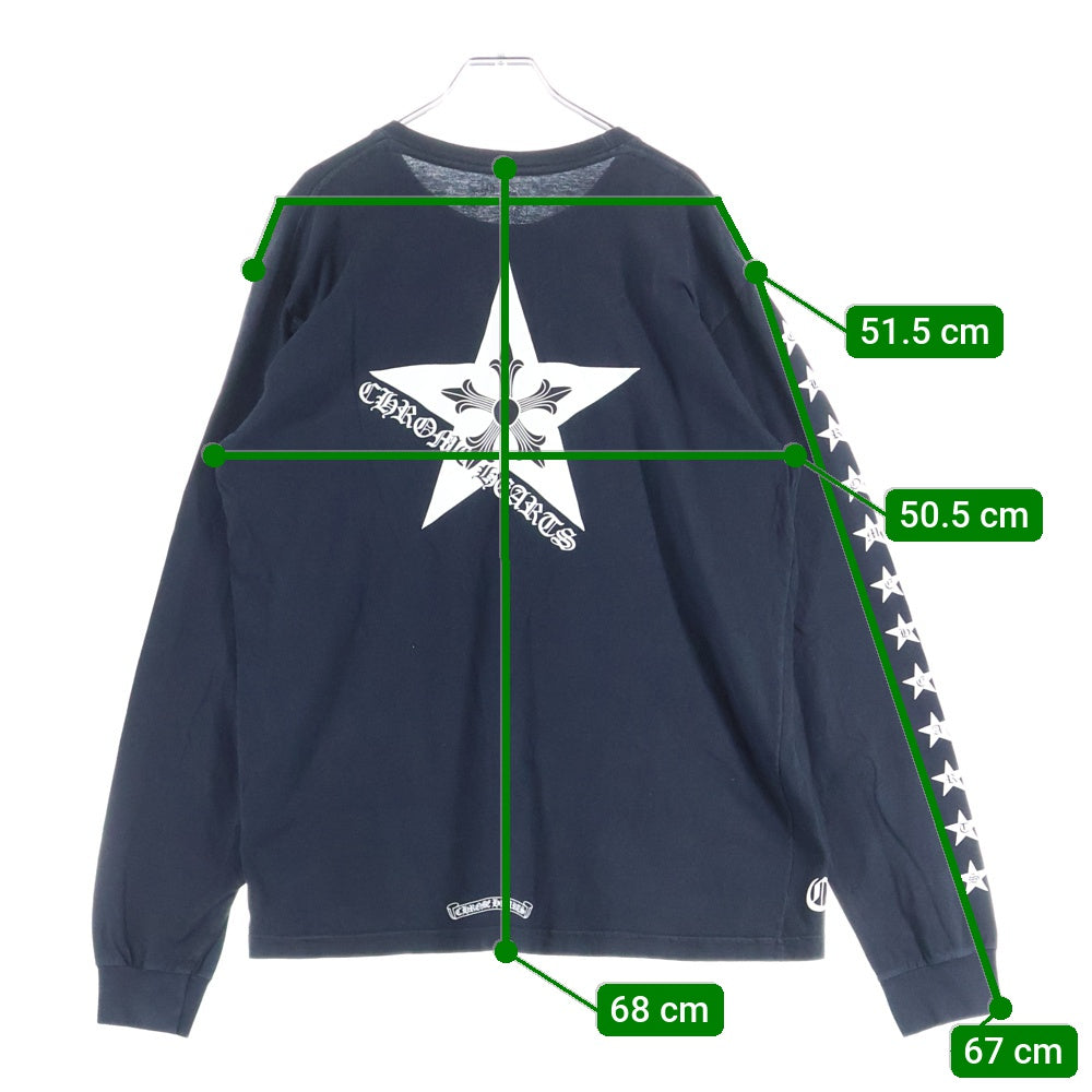 CHROME HEARTS(クロムハーツ) Star Print Long Sleeve Tee スタープリント ロングスリーブ 長袖Tシャツ ロンT ブラック/ホワイト
