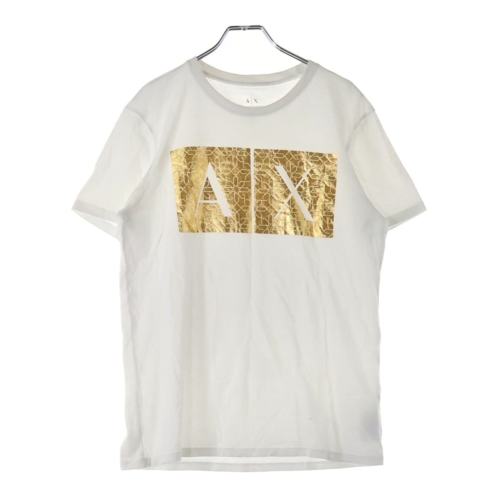 Armani Exchange(アルマーニ エクスチェンジ) ブランドロゴ プリント半袖Tシャツ カットソー ゴールド/ホワイト 3ZZTHC ZJV1Z