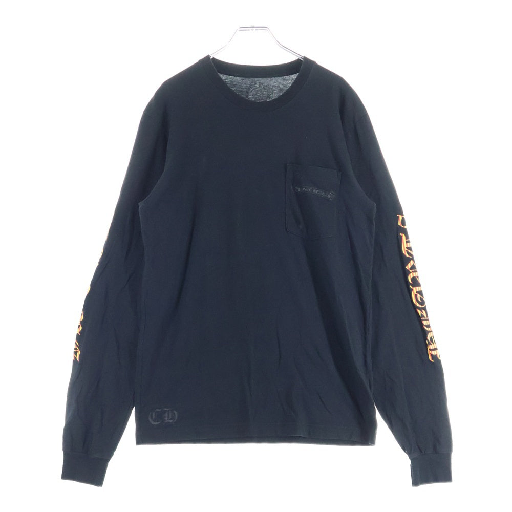 CHROME HEARTS(クロムハーツ) Striped Dagger L/S Tee ストライプ柄 両面プリント クルーネック ロングスリーブ 長袖Tシャツ イエロー/レッド