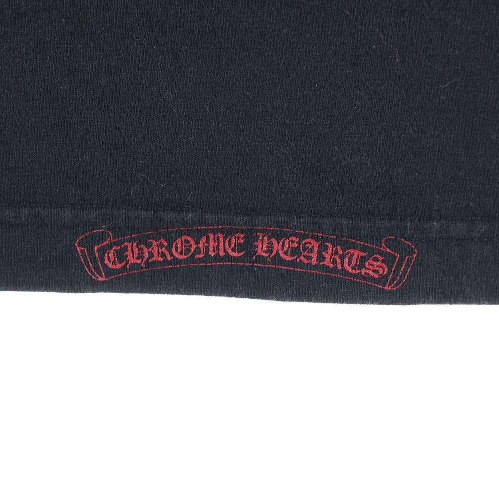 CHROME HEARTS(クロムハーツ) HORSESHOE 両面プリント 胸ポケット ロングスリーブ 長袖Tシャツ ブラック/レッド