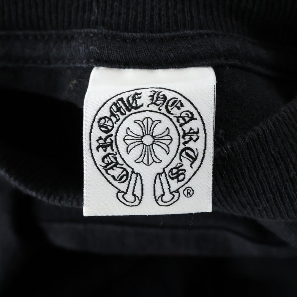 CHROME HEARTS(クロムハーツ) HORSESHOE 両面プリント 胸ポケット ロングスリーブ 長袖Tシャツ ブラック/レッド