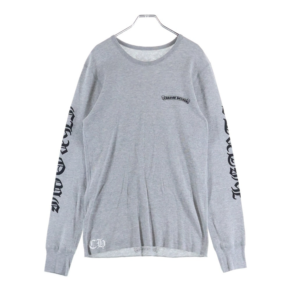 CHROME HEARTS(クロムハーツ) THERMAL L/S TEE アーム英字ロゴプリント サーマル 長袖Tシャツ カットソー グレー