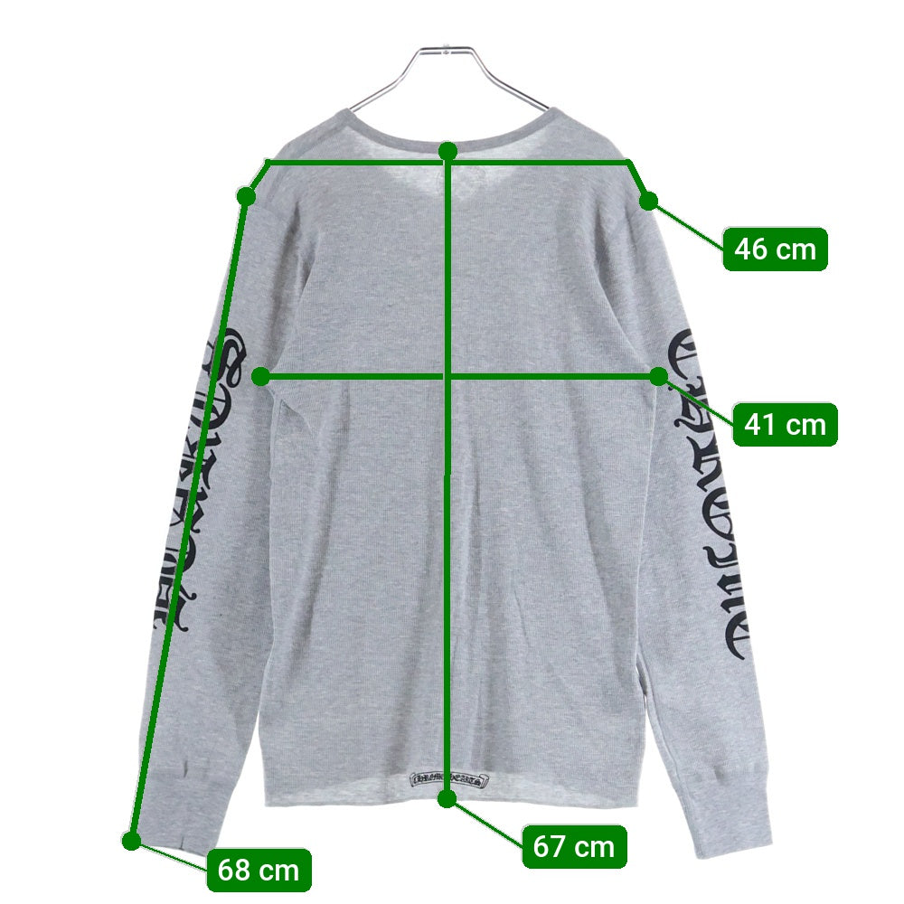 CHROME HEARTS(クロムハーツ) THERMAL L/S TEE アーム英字ロゴプリント サーマル 長袖Tシャツ カットソー グレー