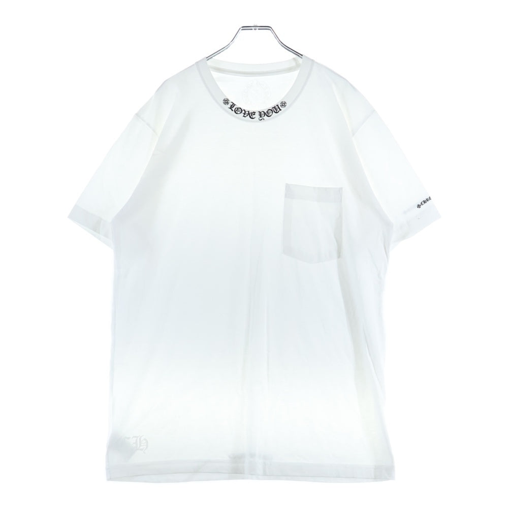 CHROME HEARTS(クロムハーツ) CH LOVE YOU NECK LOGO POCKET TEE ラブユー ネックロゴ 半袖Tシャツ ポケットT ホワイト