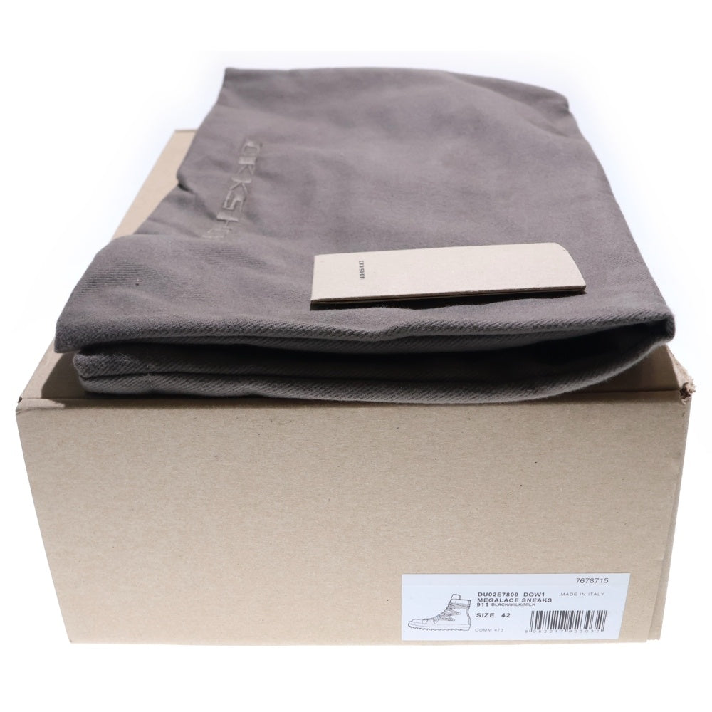 DRKSHDW(ダークシャドウ) 25AW MEGALACE SNEAKS メガレース ハイカットスニーカー ブラック/ホワイト DU02E7809