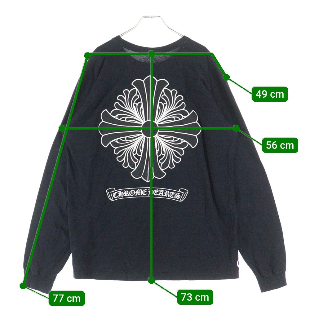 CHROME HEARTS(クロムハーツ) BACK CH CROSS CHプラス スクロールラベル バックプリント 長袖Tシャツ カットソー ブラック